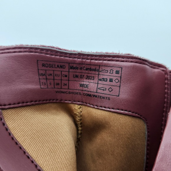 Vionic Roseland Maroon Red Suede Chelsea Block Heel Ankle Boots Women 7.5 W - Picture 9 of 9